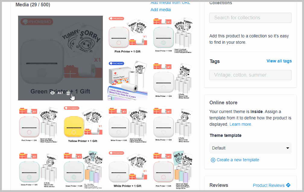 The product variant image is deleted in Media