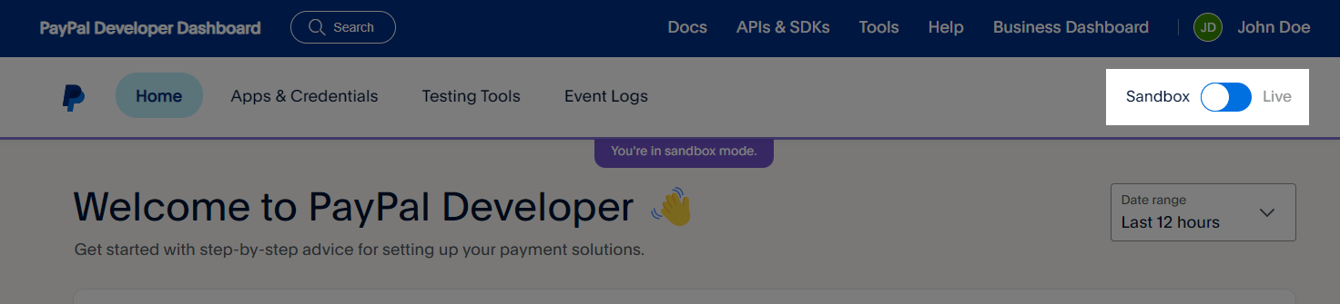 Sandbox mode