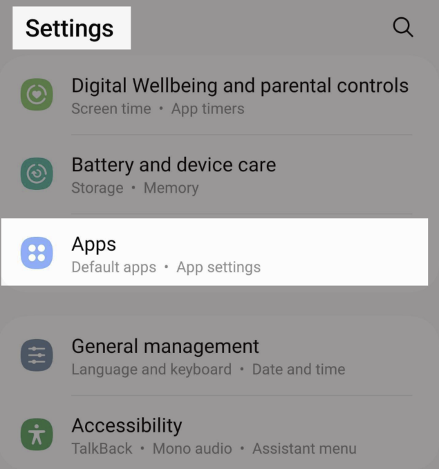 Go to Settings > Apps