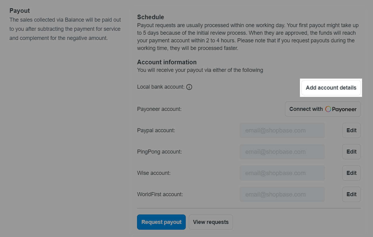 Click Add account details