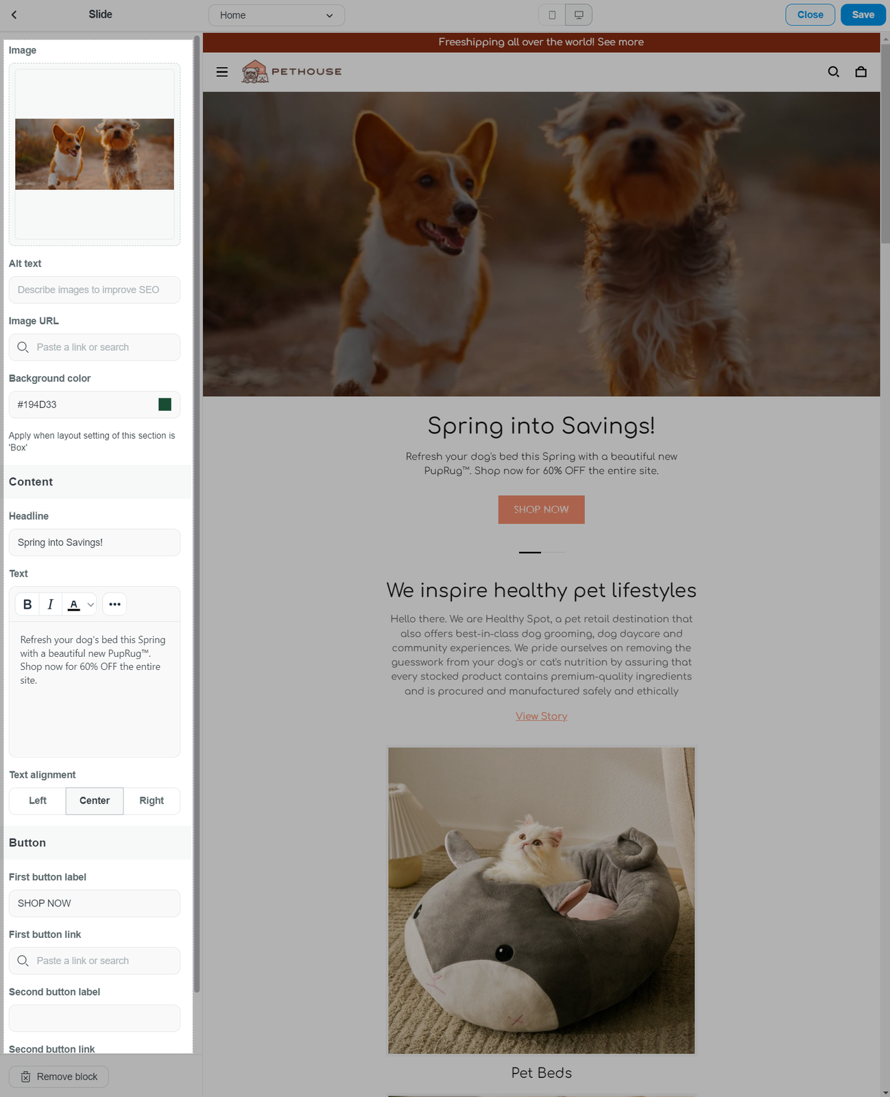 Slide block Inside theme