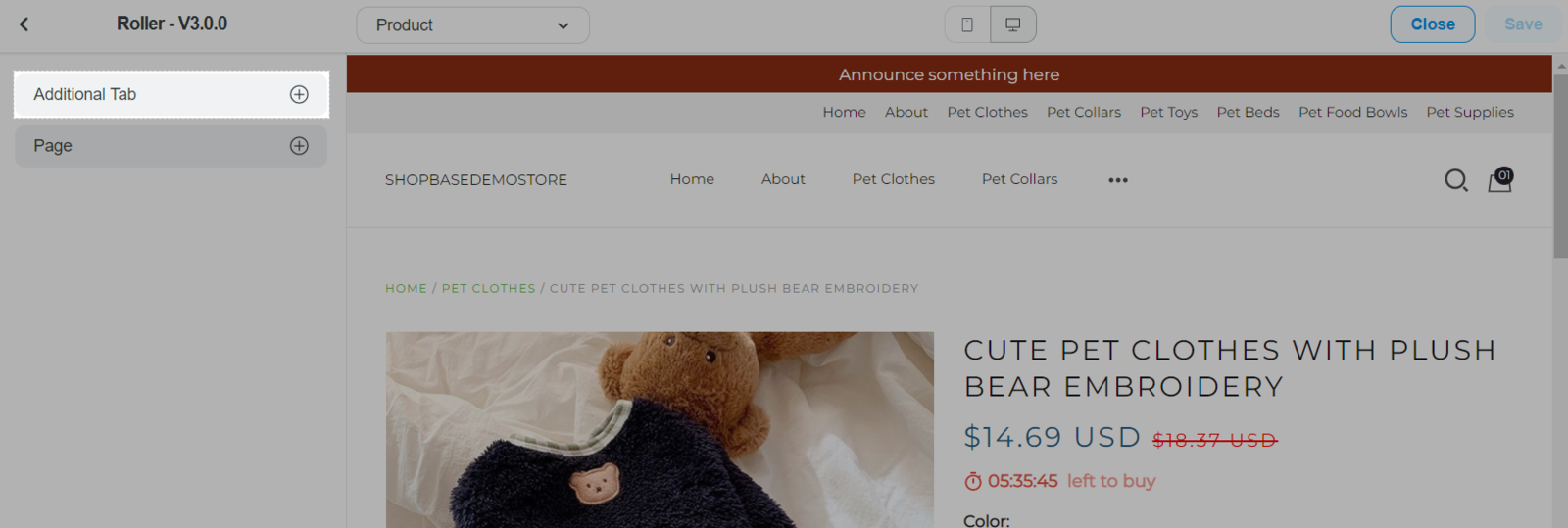 and select "Additional tab".