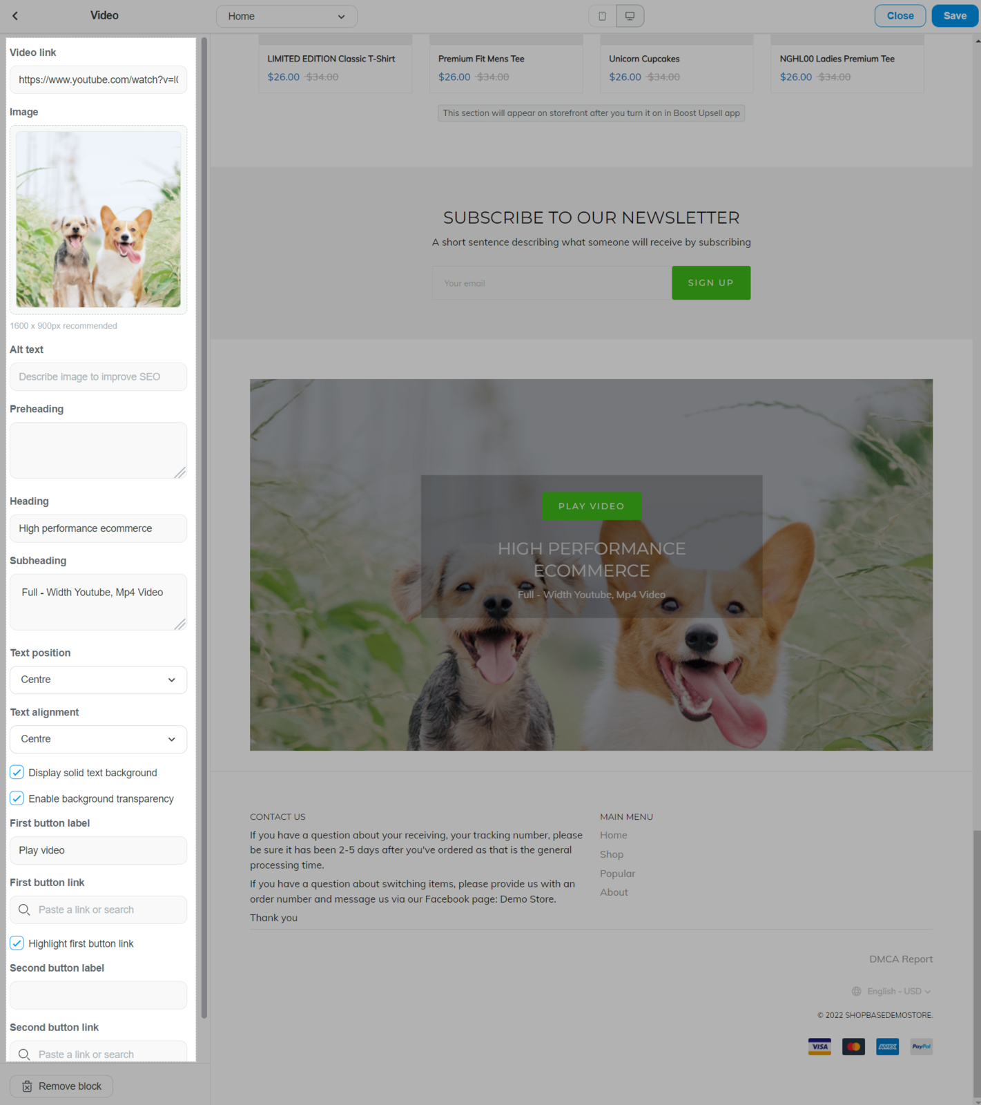 Video block in Roller theme