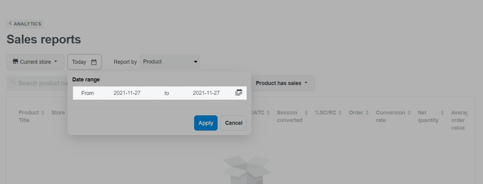 Click on the date to change the time period