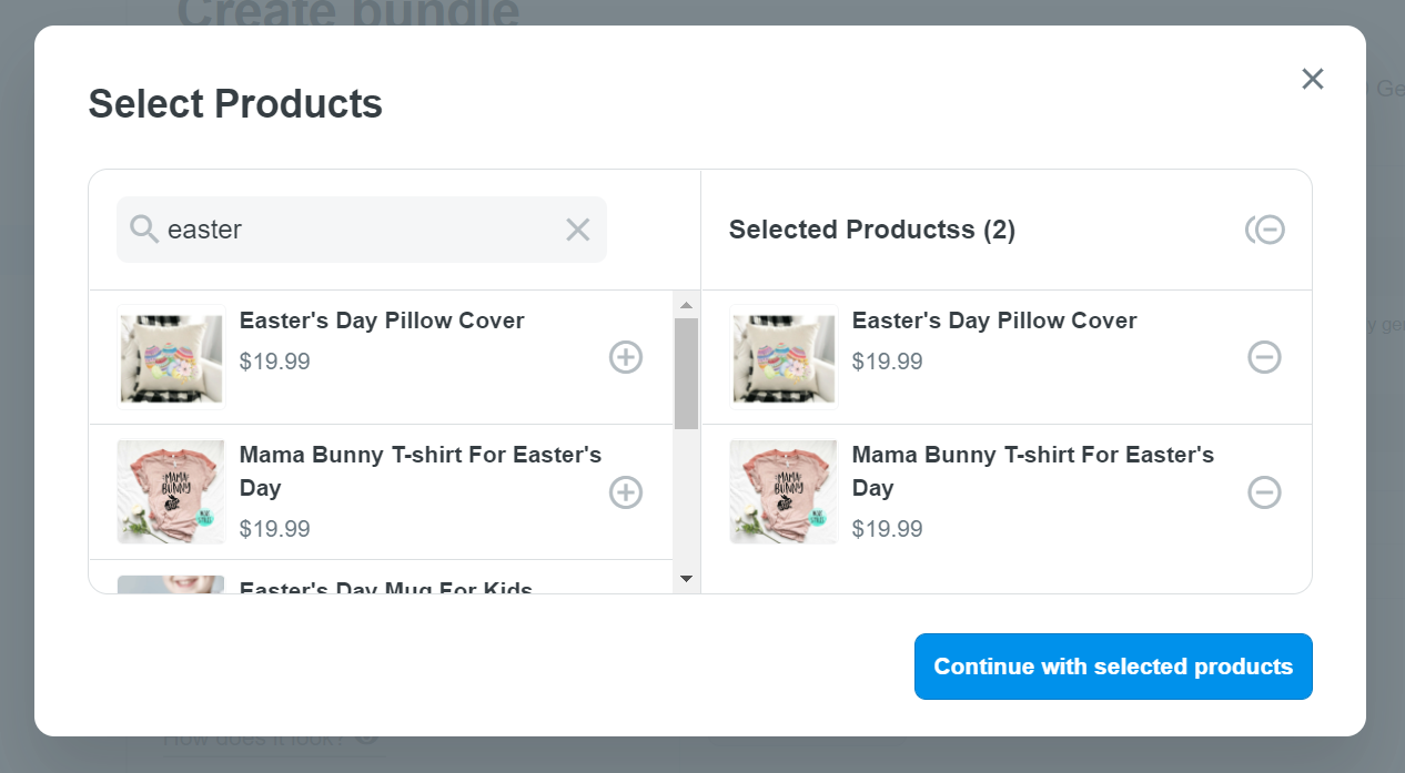 Choose the product from the window and click Continue with selected products