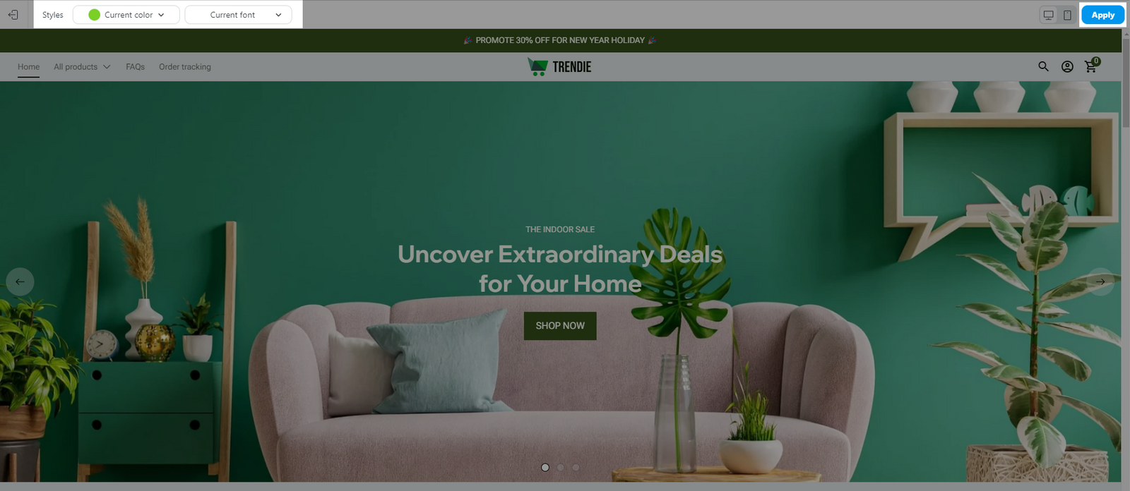 Preview with different color and font