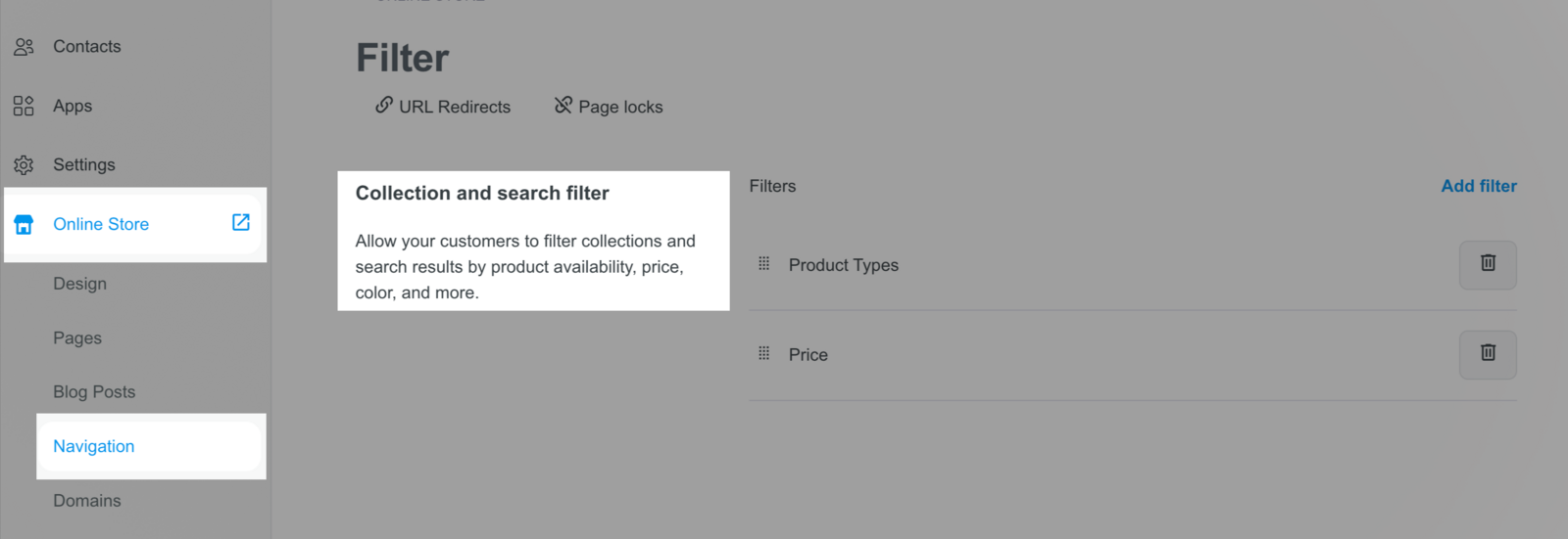 Navigation in Website Builder