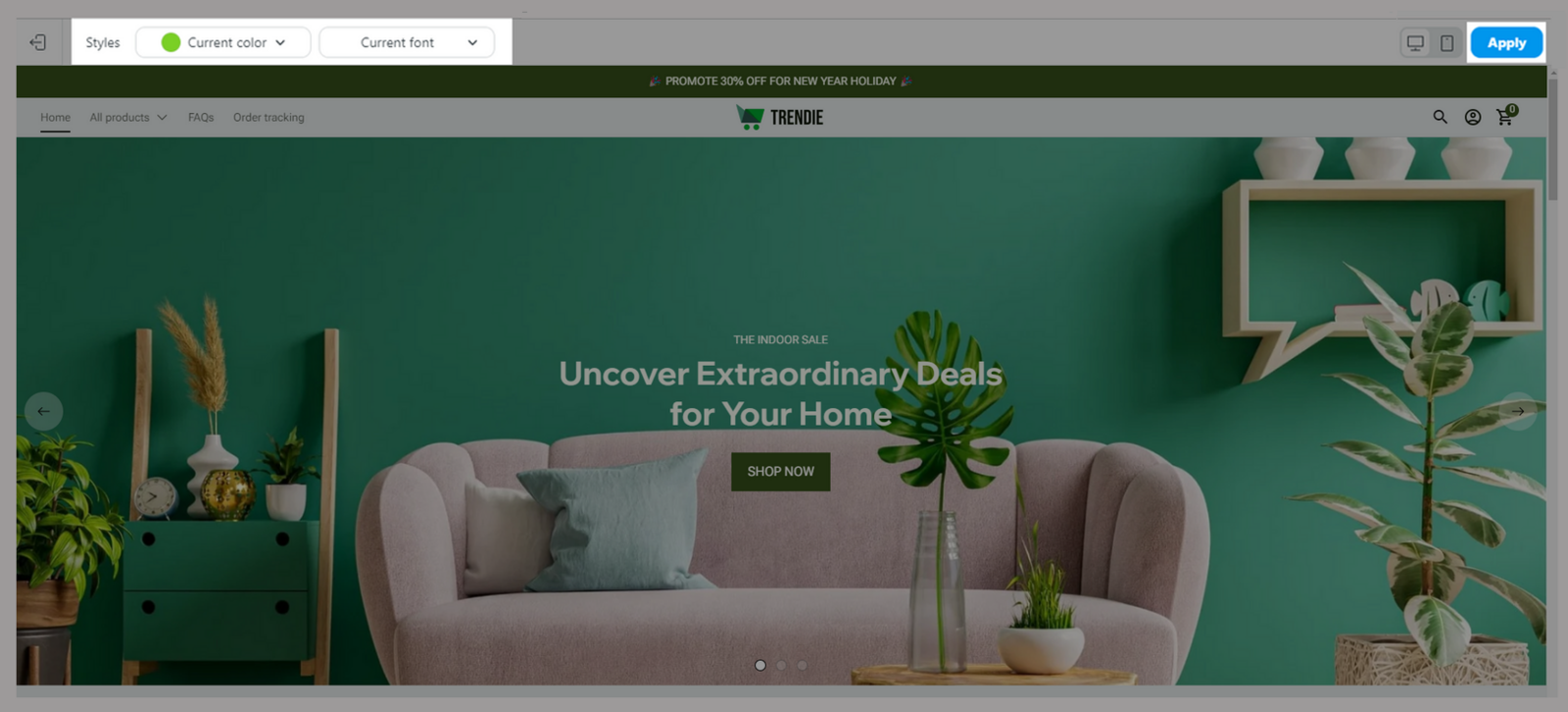 Preview with different color and font