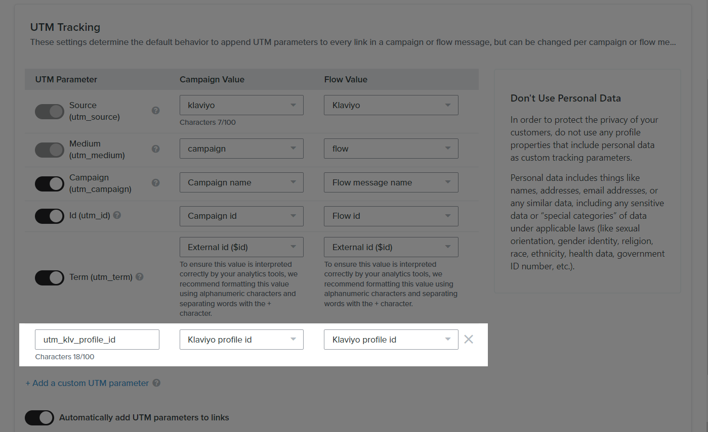 Then enter the new parameter