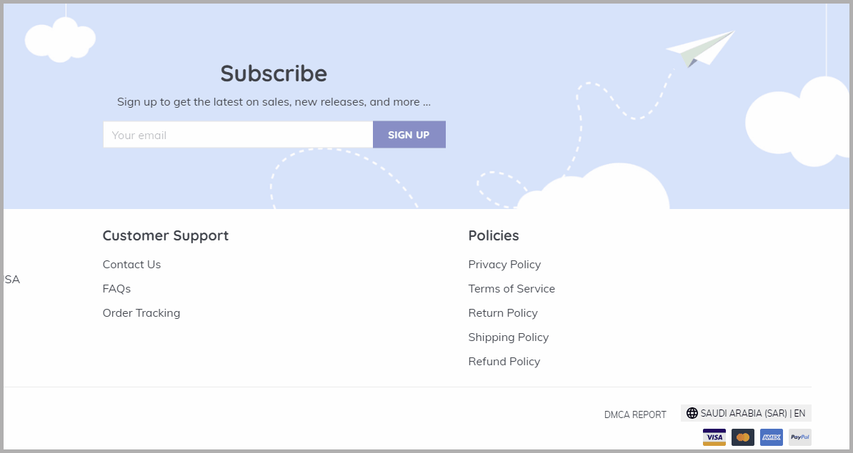 Currency selector, for example: Change from Saudi Arabia to Netherlands