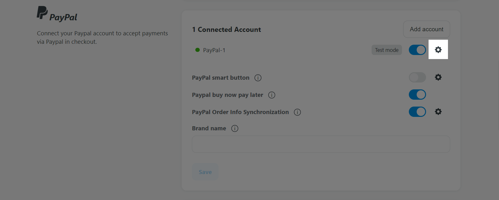 Click 'Settings' next to the account you want to remove