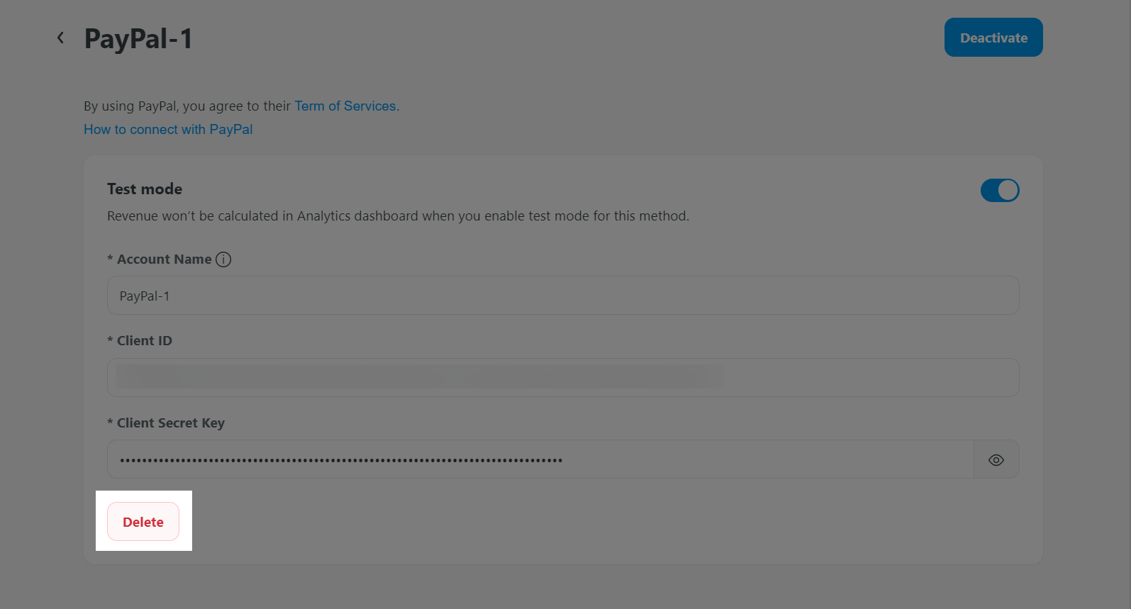 Then, click 'Delete'
