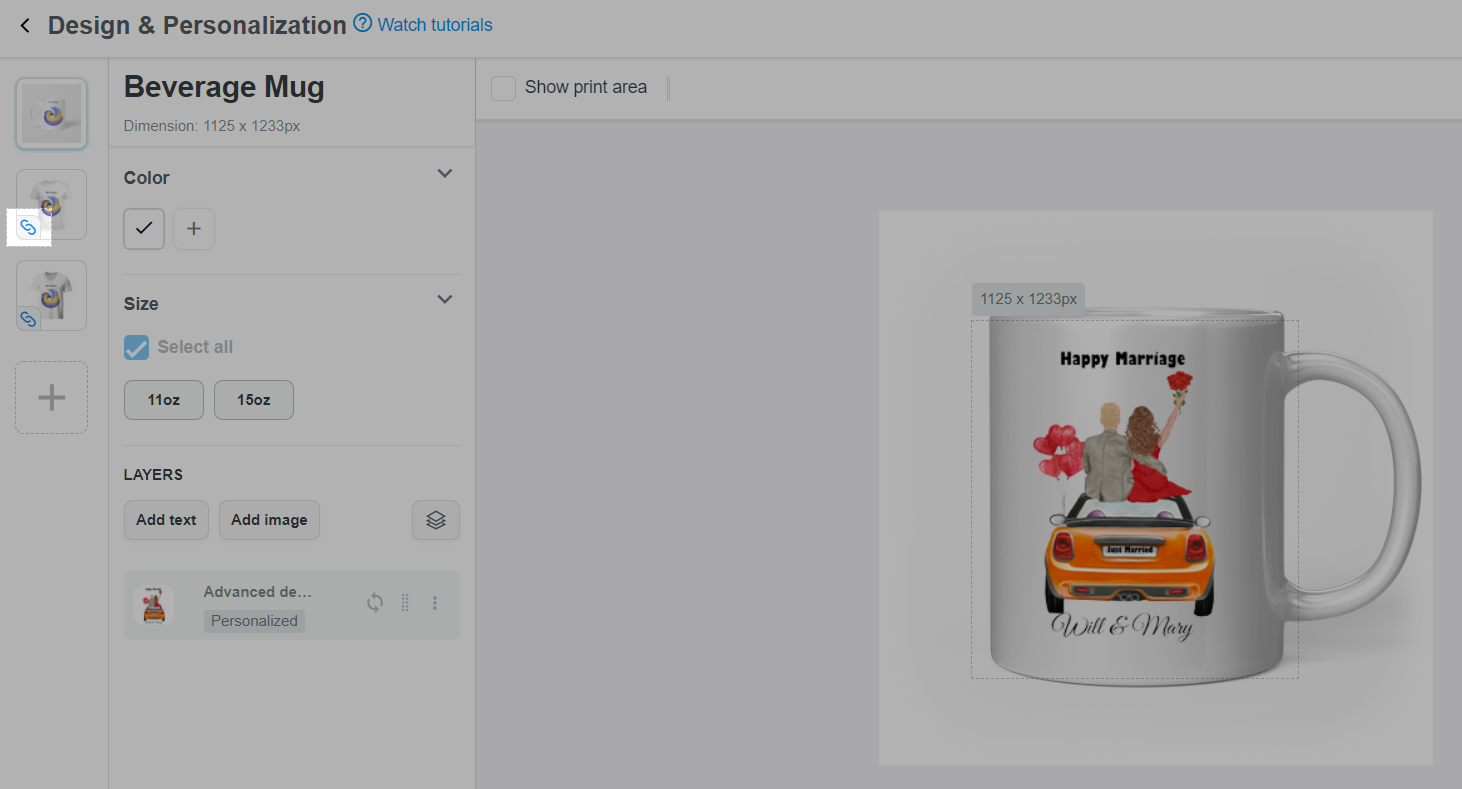 Link button for campaign with layer synchronization