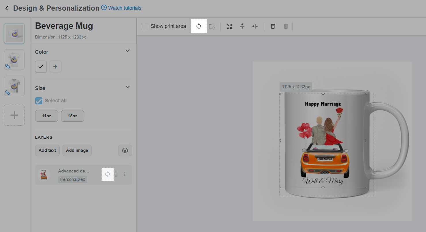 Click Sync button to synchronize layer by layer for all products