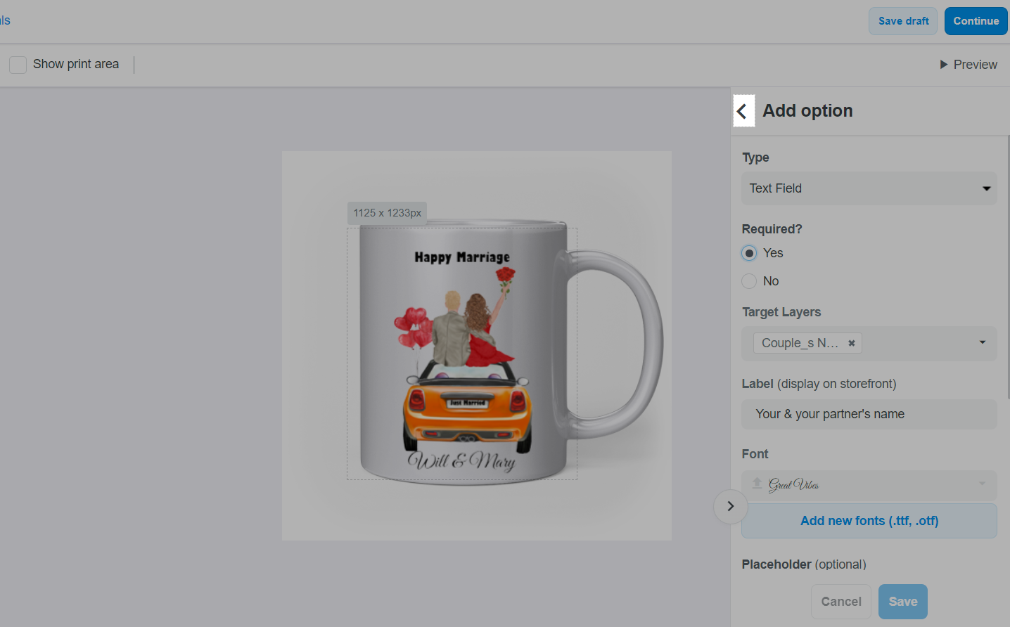 Click the button next to Add Option to return to the list of personalized features