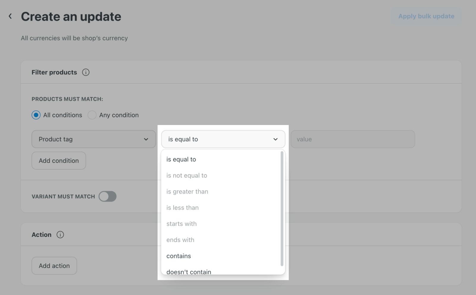 Second drop-down menu