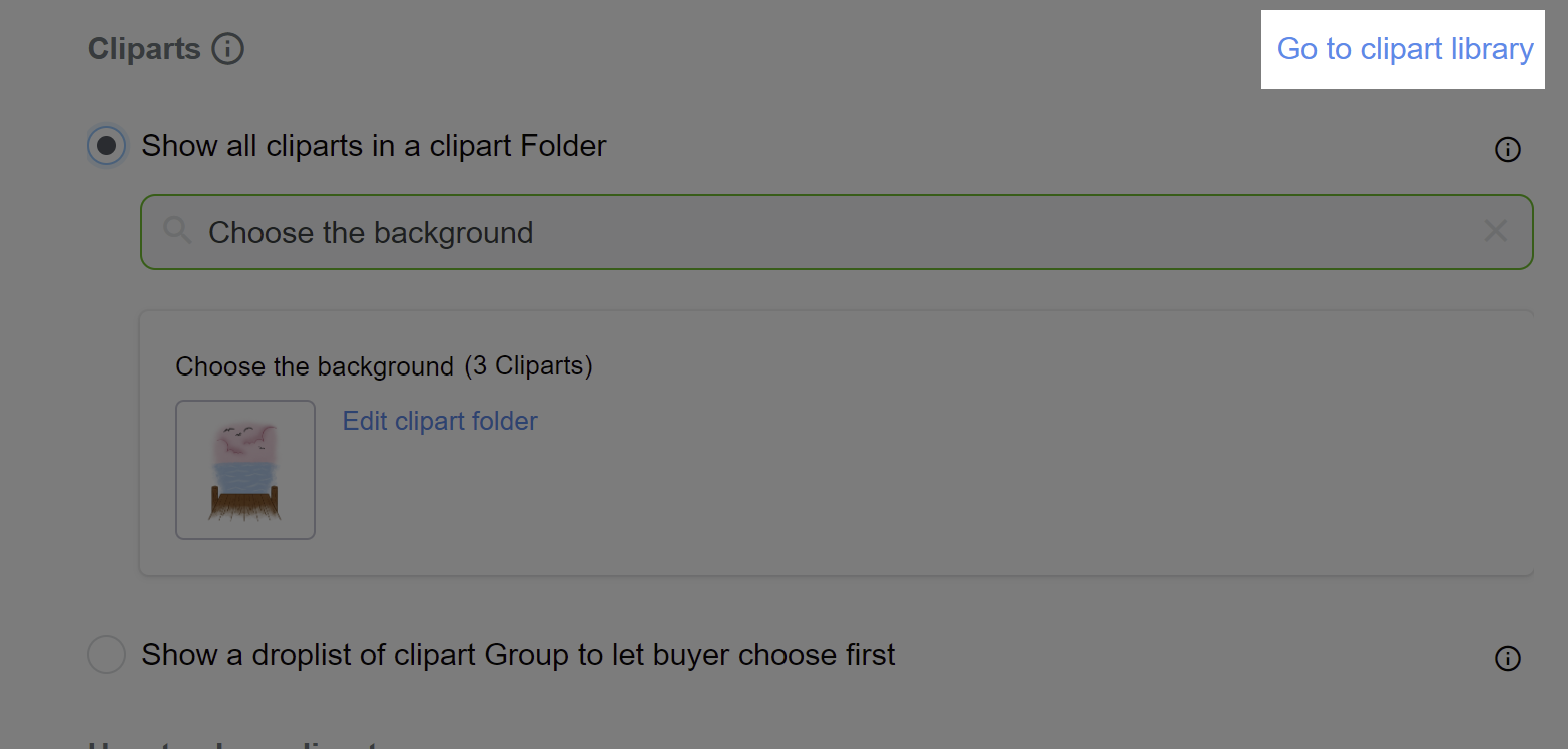 Click on "Go to clipart library" to edit and manage your clipart images