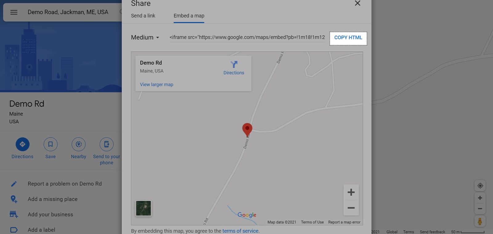 Nhấp vào Copy HTML