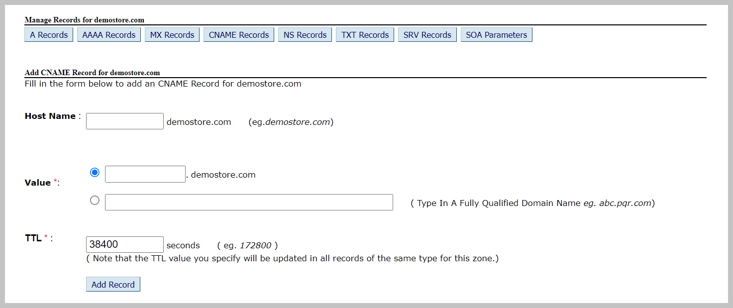 Here, add the Host name and Value copied in step 4