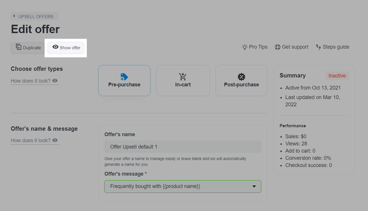 Click "Show offer" để kích hoạt ưu đãi